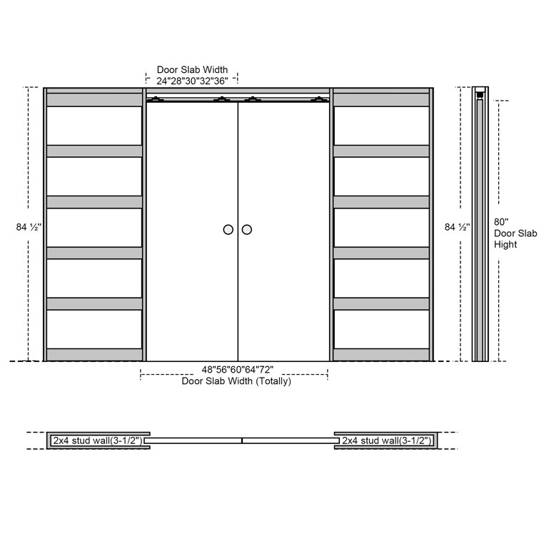Home Worthy Glass Frosted Prefinished Double Pocket Door with Hardware